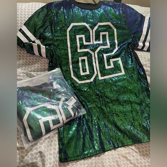 Juniors Short Sleeve Sequin Shirt/Dress - Picture 1 of 5